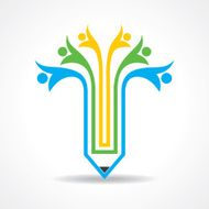 Creative pencil and people icon stock vector N3