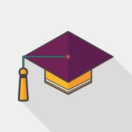 Education Cap flat icon with long shadow eps10 N16