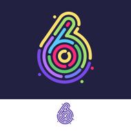 Number six colorful line fingerprint icon
