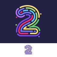 Number two colorful line fingerprint icon N2