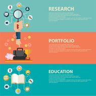 Online education and business portfolio banners set in flat style
