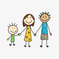 Vector Children Drawing of a Happy Family N2