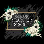 Back to school grunge design with floral elements