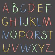 Chalk color hand drawing alphabet on a blackboard N2