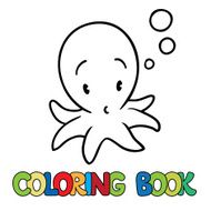 Coloring book of funny octopus
