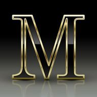 3d metallic black letter M