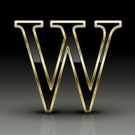 3d metallic black letter W