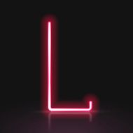 3d red neon light letter L
