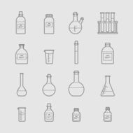 chemical glassware icons set N4