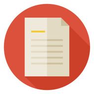 Flat Office Paper Letter Circle Icon with Long Shadow