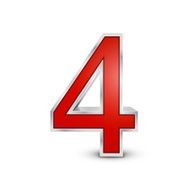 3d red metallic number 4