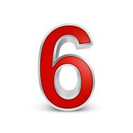 3d red metallic number 6