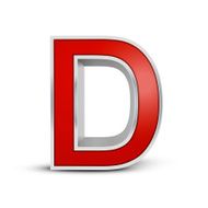 3d red metallic letter D