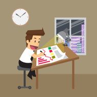businessman working overtime planning