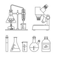 chemical glassware icons set N5