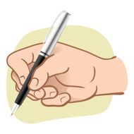 Person hand holding a pen to write or draw