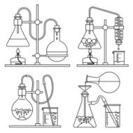 chemical glassware icons set N7