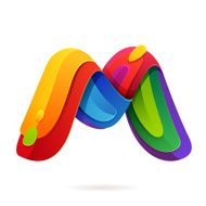 M letter volume colorful logo with splash N2