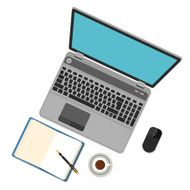 Flat design Laptop on table
