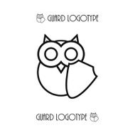 Vector owl logo with shell symbol of education security
