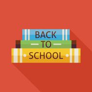 Flat Back to School Books Knowledge Illustration with Shadow