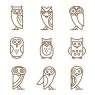 Set of Owl Logos and Emblems