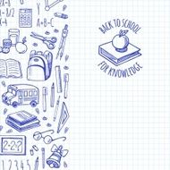 School tools sketch blue icons vector vertical banner N2