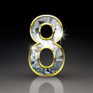 3d shiny diamond number 8