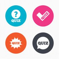 Quiz icons Speech bubble with check mark symbol N12