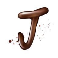 3d liquid chocolate letter J