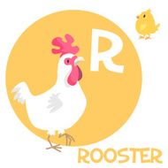 Funny cartoon animals vector alphabet letter set for kids R