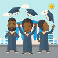 Three men throwing graduation cap N4