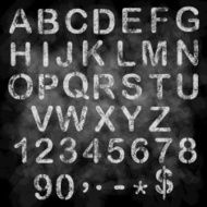 Chalk hand drawing alphabet vector illustration Stencil