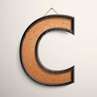 3d wooden frame cork board letter C