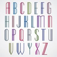 Poster colorful font on white background striped tall letters