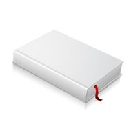 Realistic white blank hardcover book with red bookmark