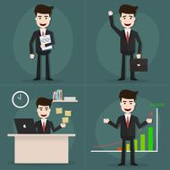 Set of businessman characters poses Vector EPS10