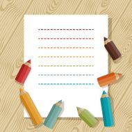 Background with colored pencils in retro style