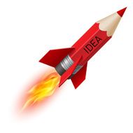 Red pencil as flying rocket