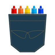 drawing tubes of paint in jeans pocket