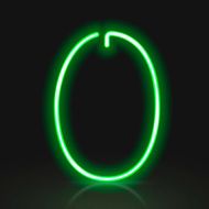 3d green neon light number 0