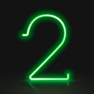 3d green neon light number 2