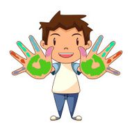 Child fingers painted hands N2