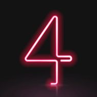 3d red neon light number 4