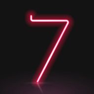 3d red neon light number 7