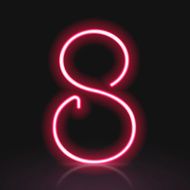 3d red neon light number 8