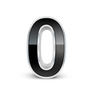 3d black metal number 0