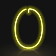 3d yellow neon light number 0