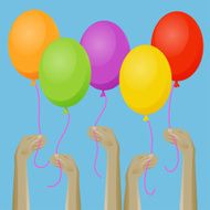 Up hands icon with balloons N2