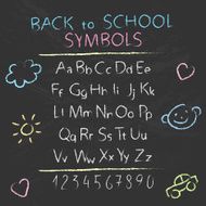 Vector handdrawn chalk alphabet on school board